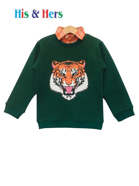 Tiger  Green Double Sweatshirt Boys (002)