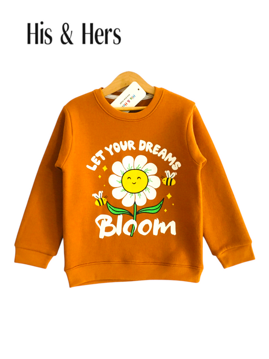 One Flower Orange Sweatshirt Girls (003)