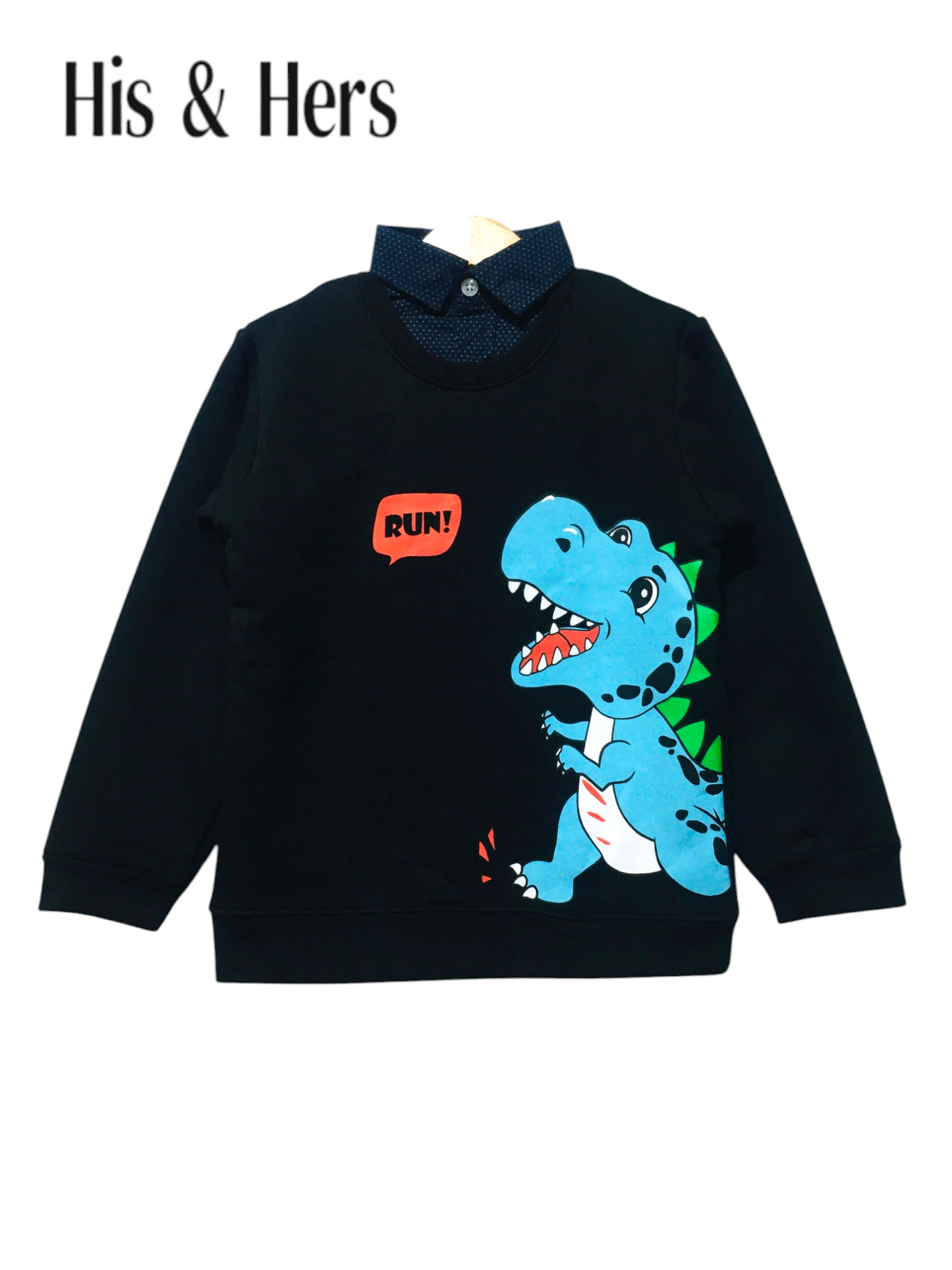 Dinosaur Black Double Sweatshirt 009 B