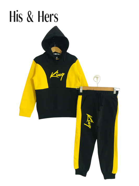 King Black &Yellow Hoodie Tracksuit (009)