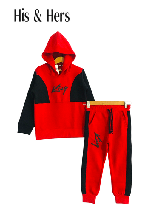 King Red &Black Hoodie Tracksuit (010)