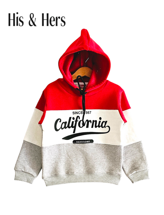 California Red White Gray Hoodie