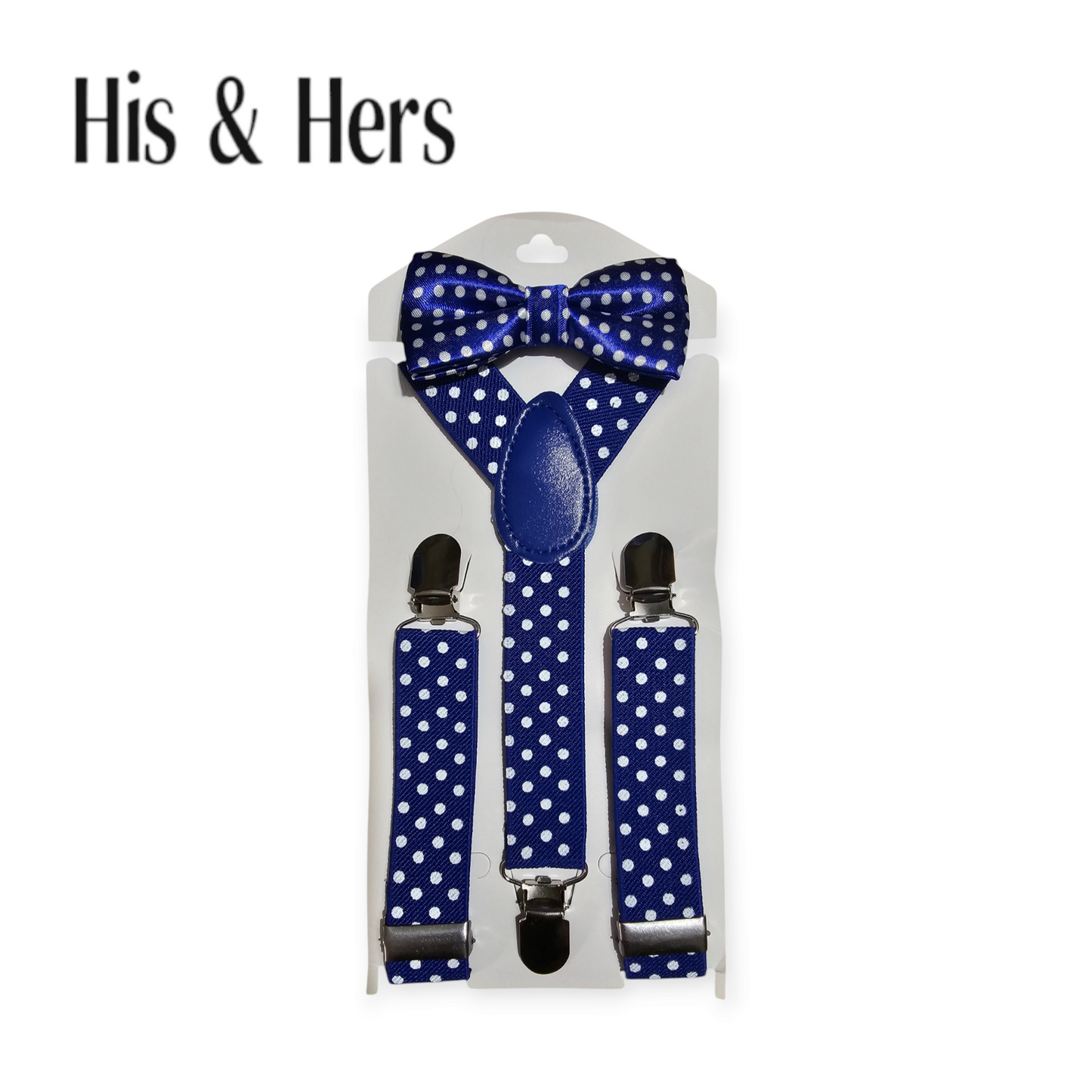 Blue Dotted Suspender &Bow Set kid's belt