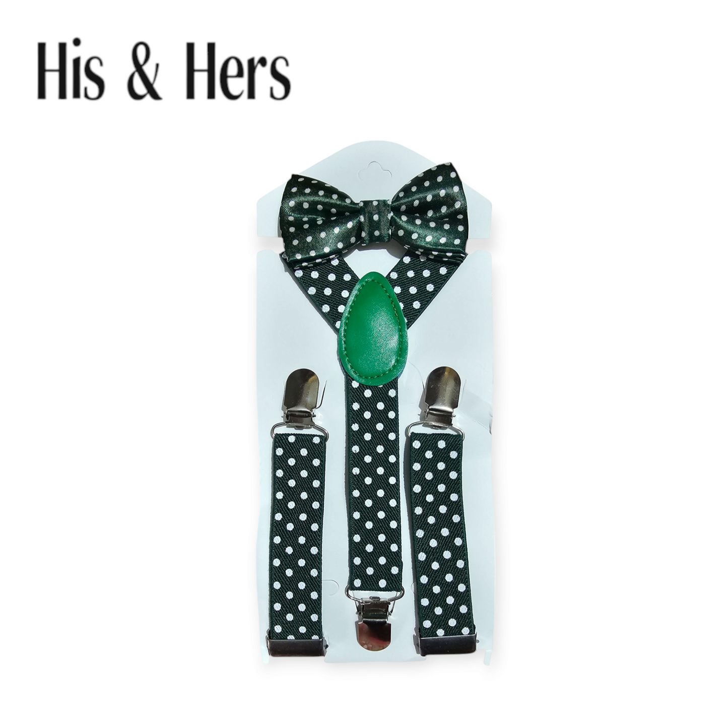 Green Dotted Suspender &Bow Set kid's belt