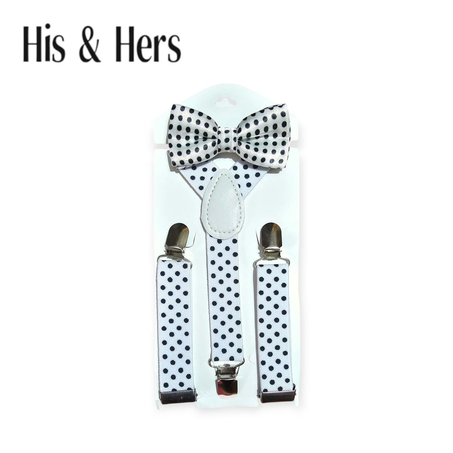 White Dotted Suspender &Bow Set kid's belt