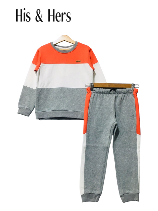 Orange & White & Gray panel Tracksuit Boys (008)