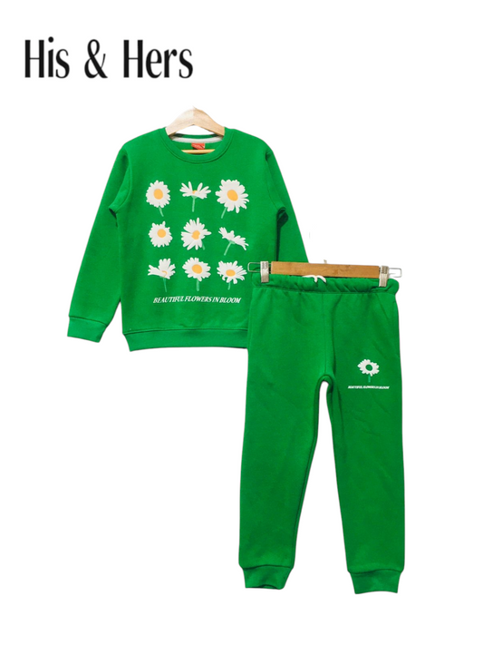 Nine Flowers Green Tracksuit Girls L1