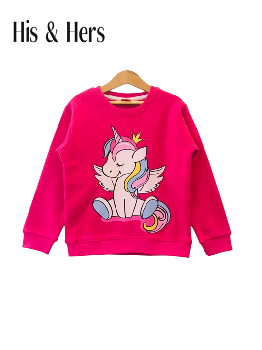 Unicorn Pink Sweatshirt Girls L7