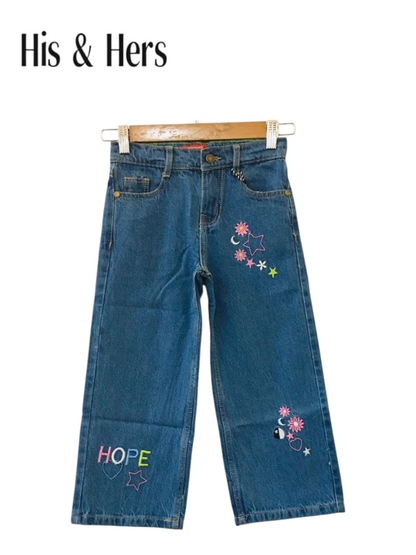 HOPE Embroidered Light Blue  Flapper Jeans Girls