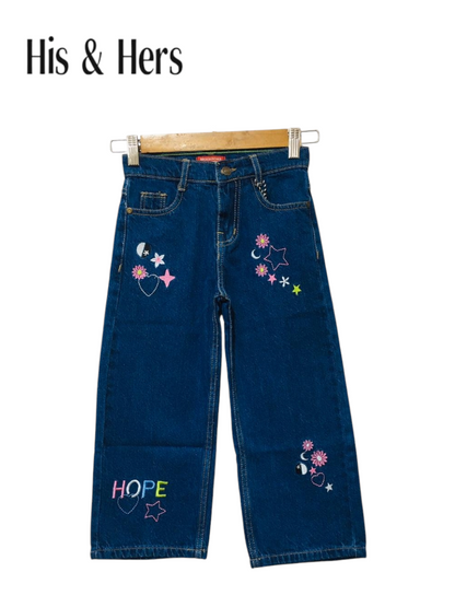 HOPE Embroidered Mid Blue  Flapper Jeans Girls