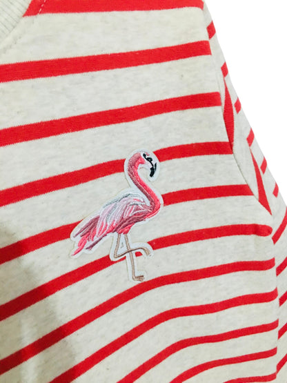 Flamingo Logo Red & Oatmeal Lines Sweatshirt Boys (005)