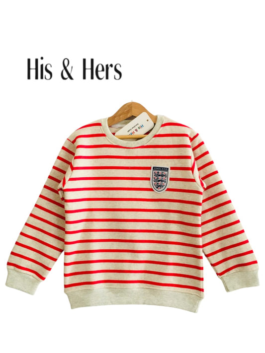 England Logo Red&Oatmeal Lines Sweatshirt Boys (005)