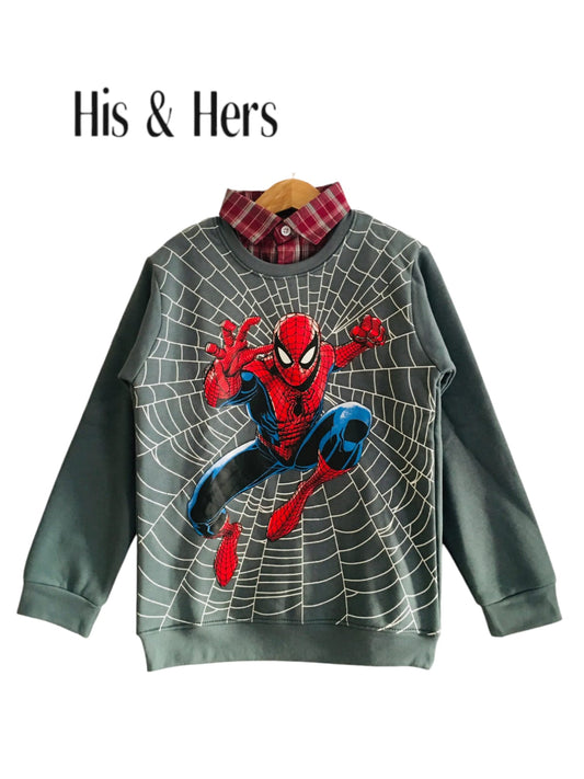 Spiderman Gray Double Sweatshirt (004)