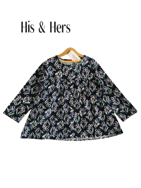 Navy Floral  Short Length Girl Top Girls (008)