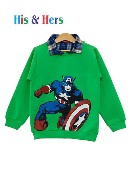 Captain America Green Double Sweatshirt Boys (002)