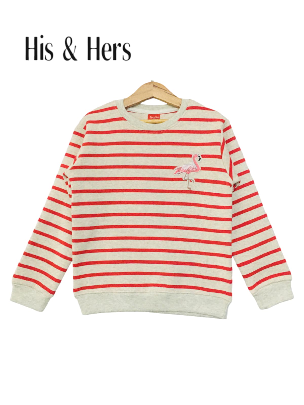 Flamingo Logo Red & Oatmeal Lines Sweatshirt Boys (005)