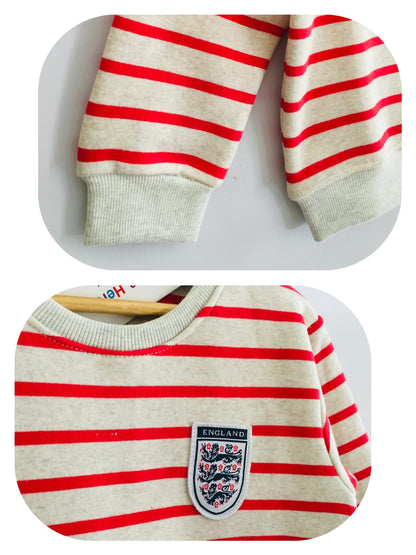 England Logo Red&Oatmeal Lines Sweatshirt Boys (005)