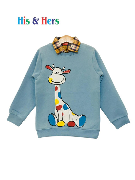 Giraffe Sky Blue  Double Sweat Shirt Boys 005 B